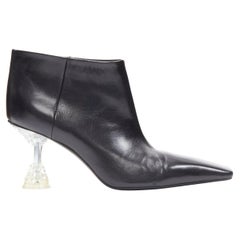 OLD CELINE Phoebe Philo 2018 clear crystal lucite heel leather ankle boots EU38