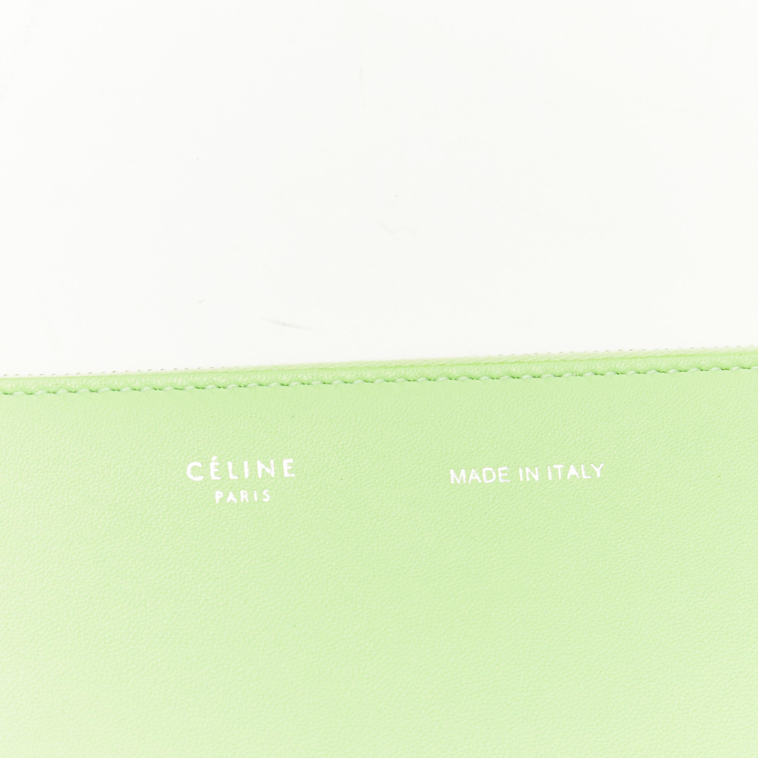 OLD CELINE Phoebe Philo 2018 Lime green zip pouch clear PVC shopper tote bag 3