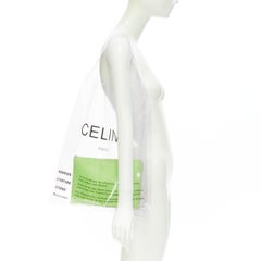 OLD CELINE Phoebe Philo 2018 Limettengrüner Reißverschlussbeutel klarer PVC Shopper Einkaufstasche
