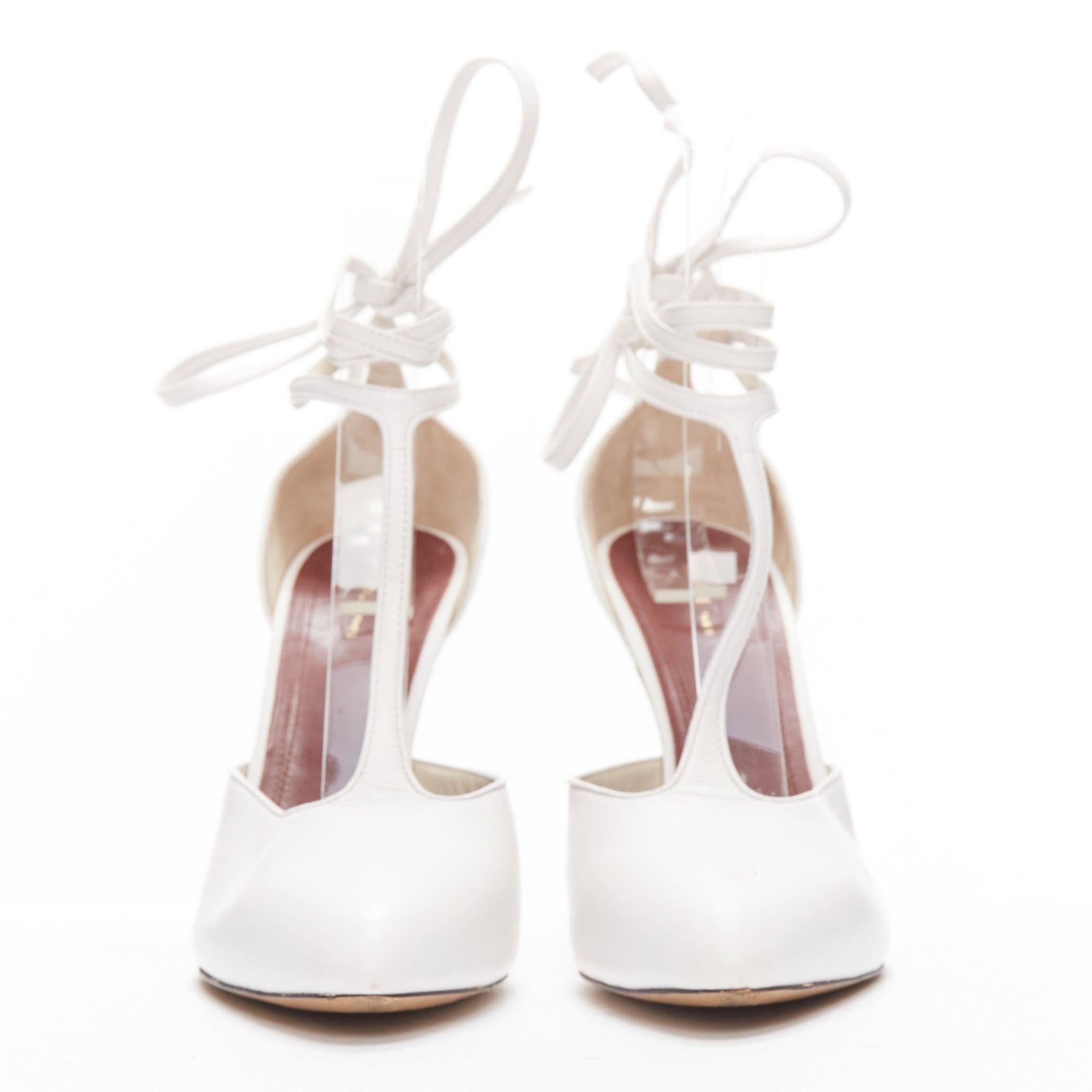 OLD CELINE Phoebe Philo 2018 Night Out white T-strap pumps EU38.5 In Good Condition In Hong Kong, NT