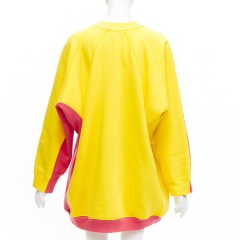 Women's OLD CELINE Phoebe Philo 2018 pink yellow contrast back oversized sweatshirt XS For Sale