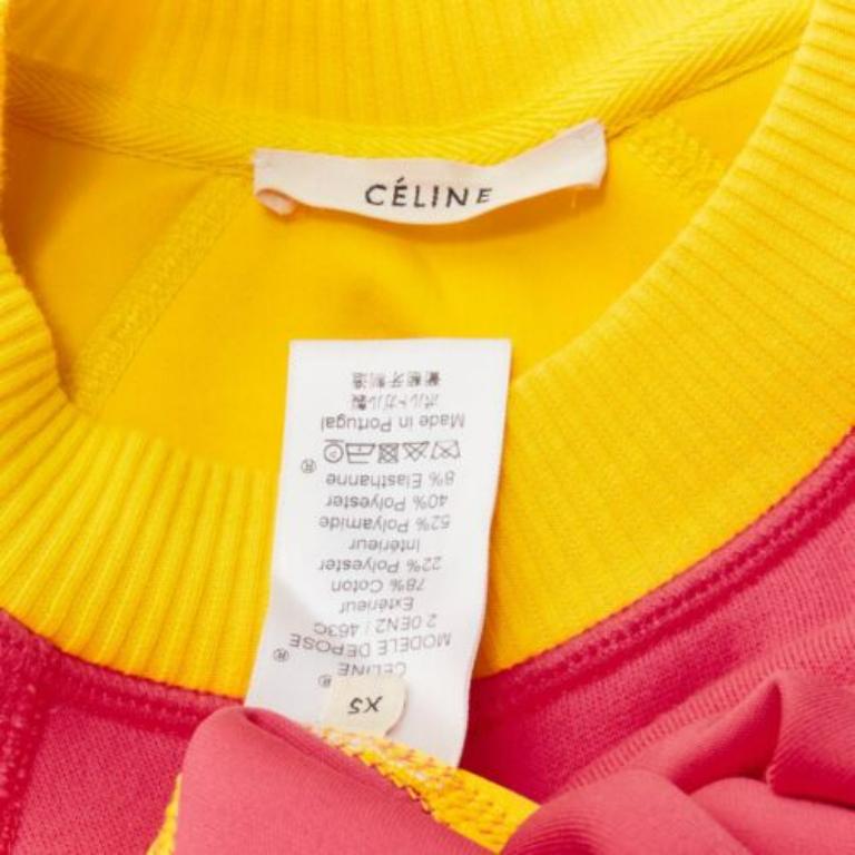 OLD CELINE Phoebe Philo 2018 pink yellow contrast back oversized sweatshirt XS For Sale 3