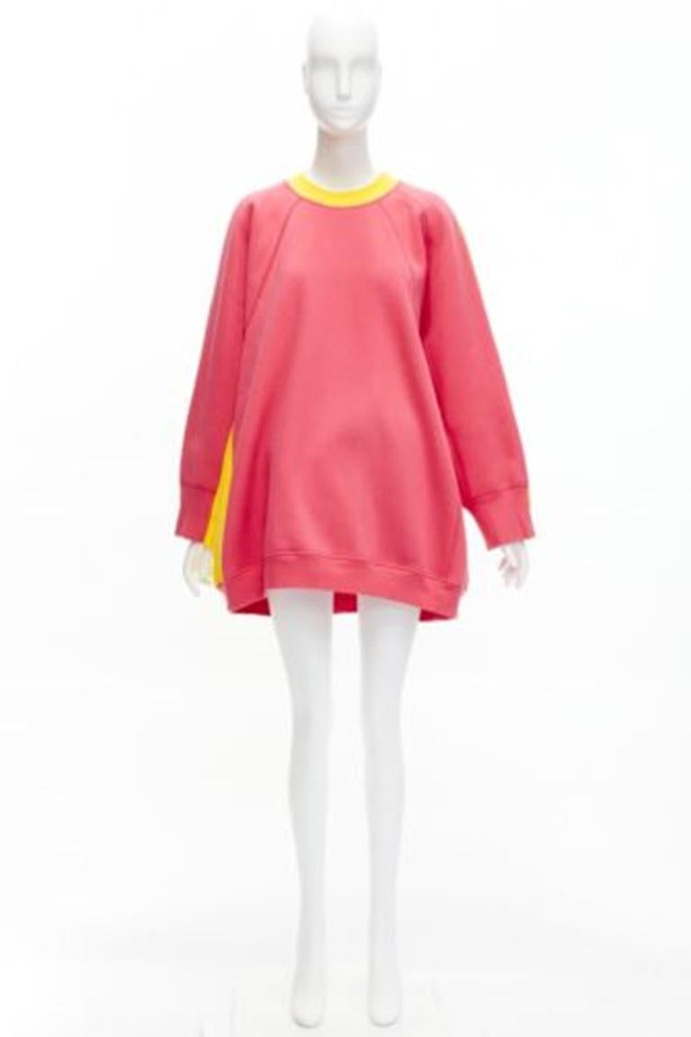OLD CELINE Phoebe Philo 2018 pink yellow contrast back oversized sweatshirt XS For Sale 4