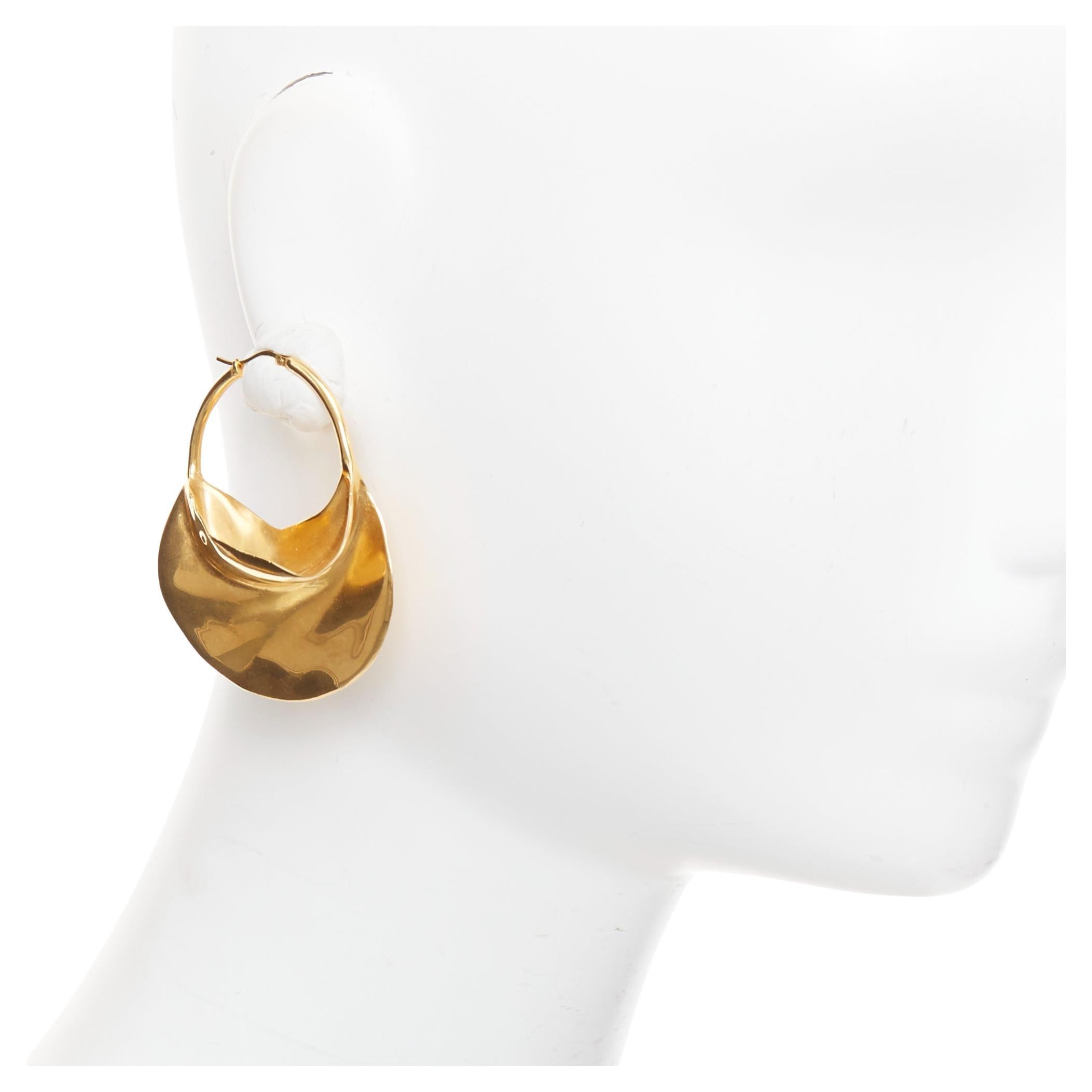 Vecchi orecchini a cerchio di Celine Phoebe Philo 2018 Swirl Large Hoop in ottone dorato Pair