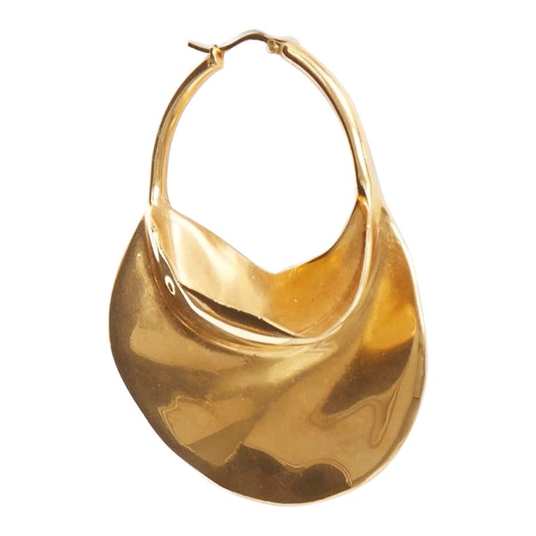 OLD CELINE Phoebe Philo 2018 Swirl Large Hoop gold tone brass hoop earrings Pair