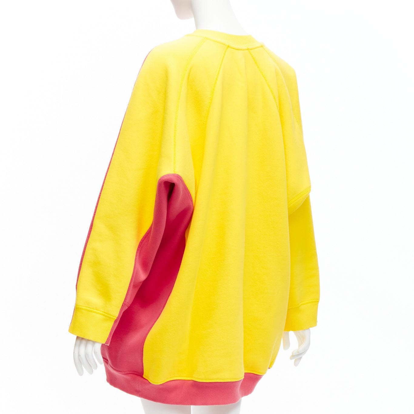 OLD CELINE Phoebe Philo 2018 yellow contrast back raglan oversized sweatshirt XS In Excellent Condition For Sale In Hong Kong, NT