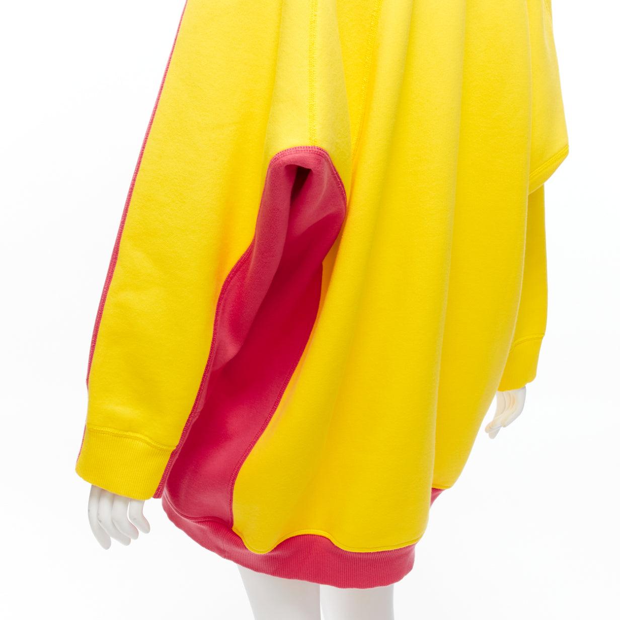 OLD CELINE Phoebe Philo 2018 yellow contrast back raglan oversized sweatshirt XS For Sale 3