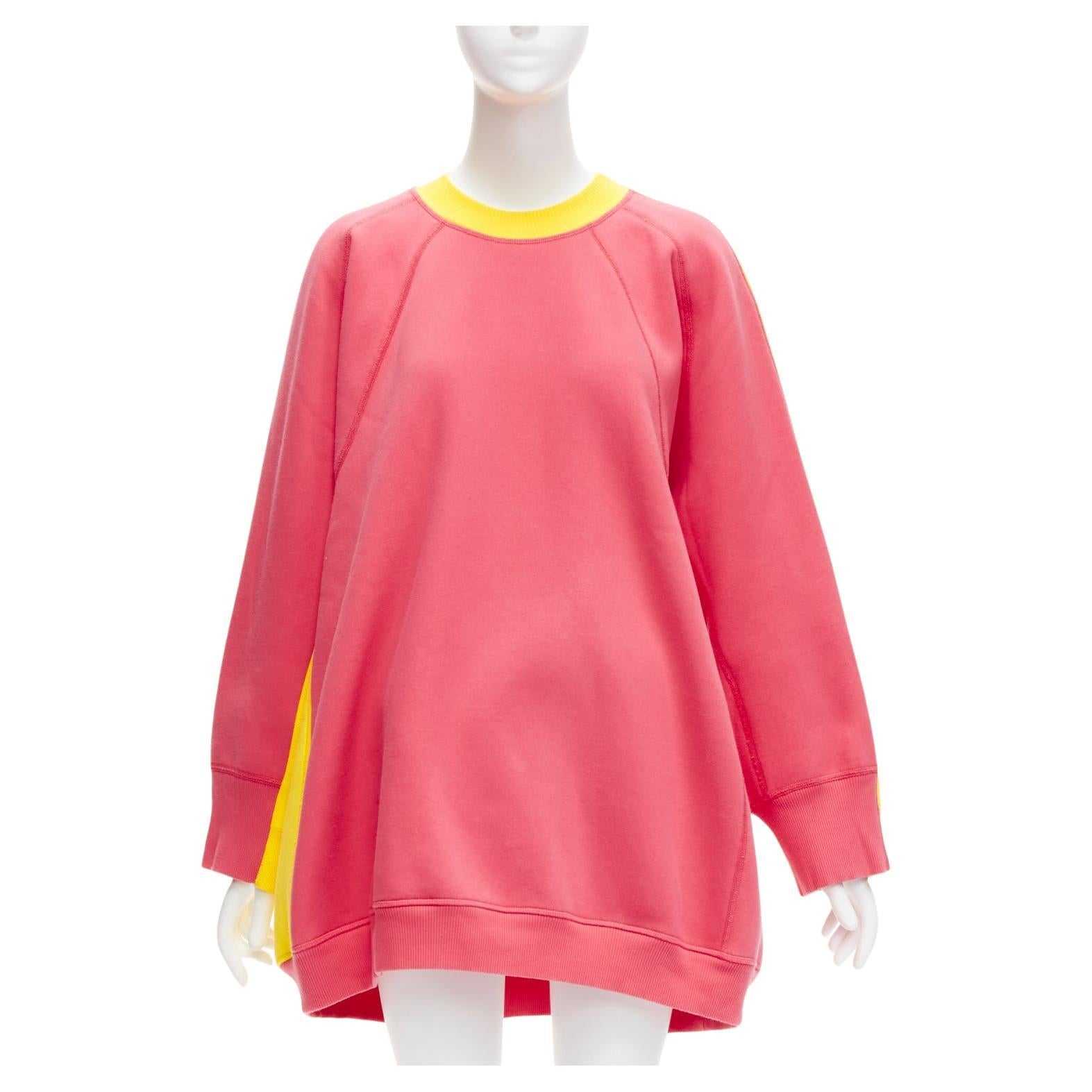 OLD CELINE Phoebe Philo 2018 yellow contrast back raglan oversized sweatshirt XS For Sale
