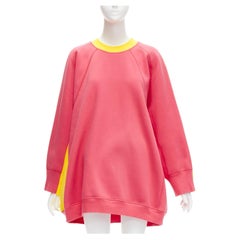 OLD CELINE Phoebe Philo 2018 Gelbes übergroßes Pullover aus raglan in Übergröße mit kontrastierendem Rückenausschnitt XS