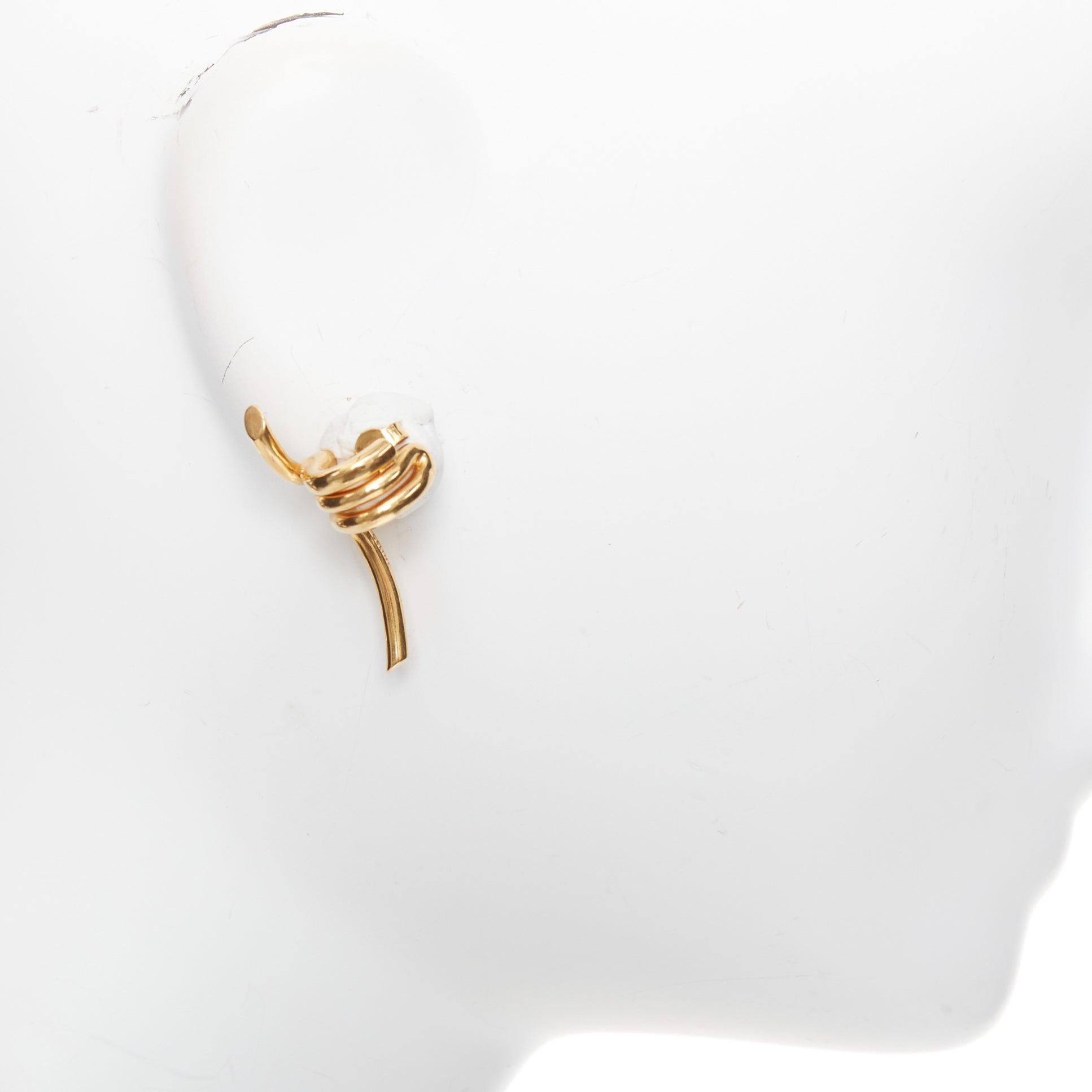 OLD CELINE Phoebe Philo Barbele Cuff gold brass twist barb wire pin earring Pair en Bueno estado para la venta en Hong Kong, NT