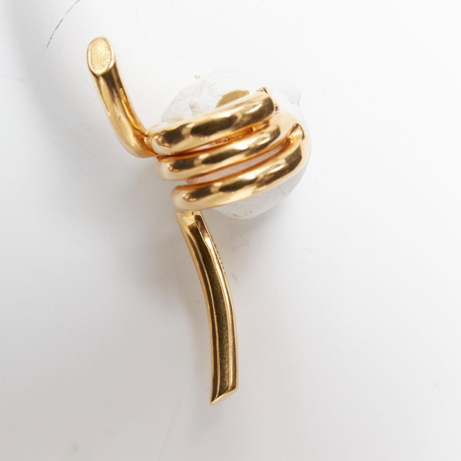 De las mujeres OLD CELINE Phoebe Philo Barbele Cuff gold brass twist barb wire pin earring Pair en venta
