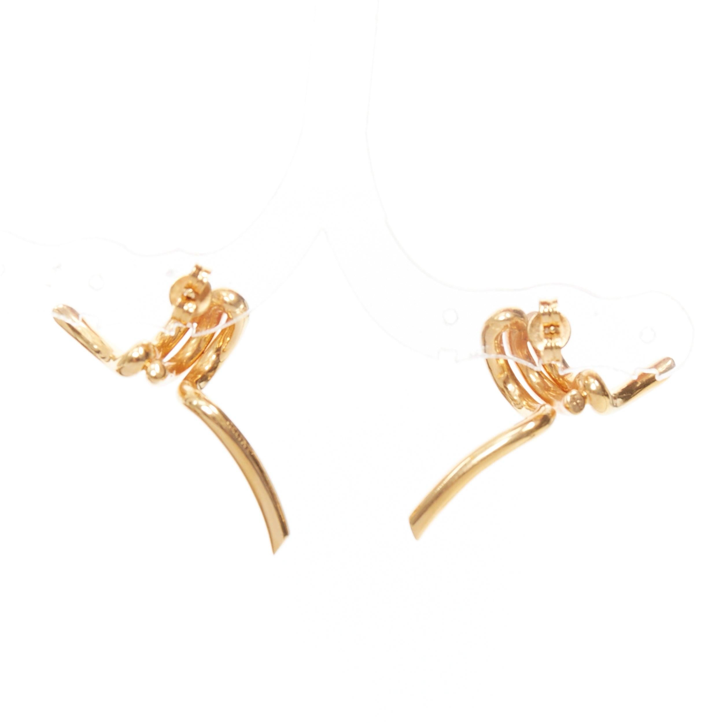 OLD CELINE Phoebe Philo Barbele Cuff gold brass twist barb wire pin earring Pair en venta 1