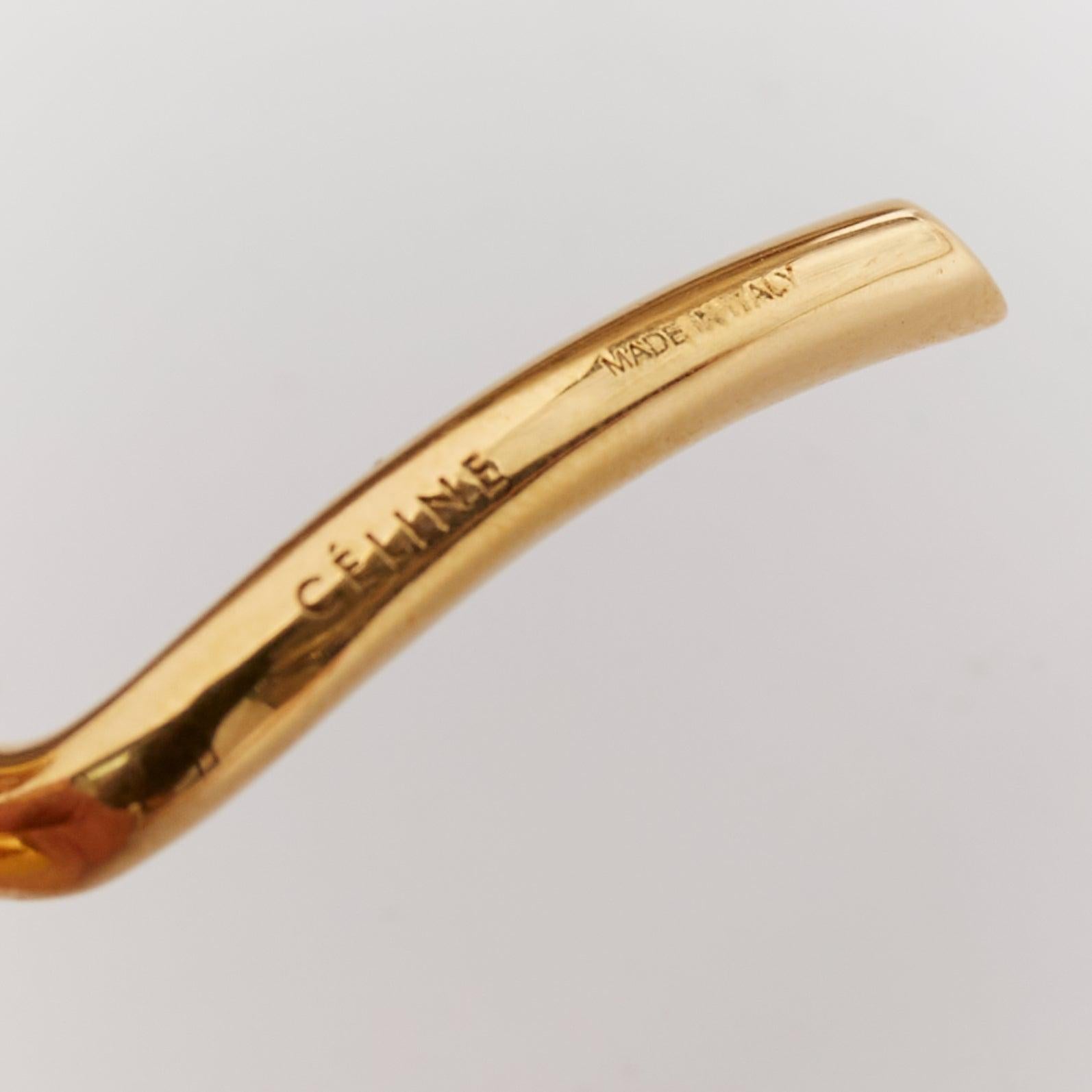 OLD CELINE Phoebe Philo Barbele Cuff gold brass twist barb wire pin earring Pair en venta 2