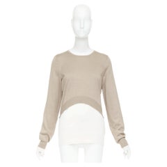 OLD CELINE Phoebe Philo beige cream silk cotton high low hem sweater S