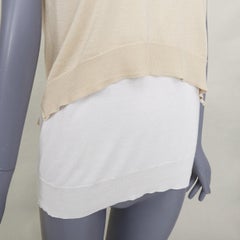 OLD CELINE Phoebe Philo beige silk cotton crew neck dual layer sweater vest M