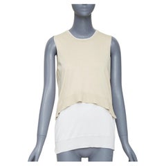 OLD CELINE Phoebe Philo beige silk cotton crew neck dual layer sweater vest M