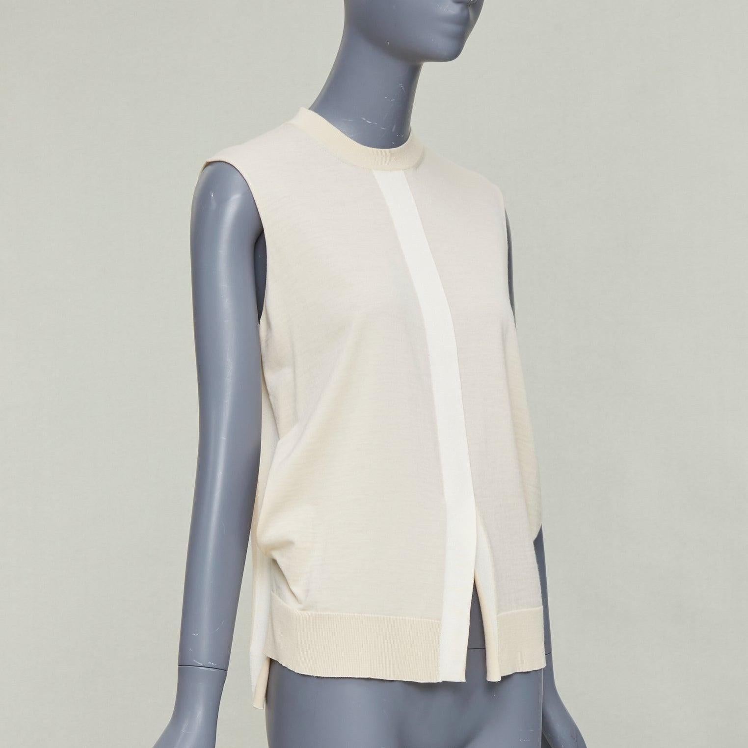OLD CELINE Phoebe Philo Beige Wolle Kaschmir Mischung Split Saum Pullover Weste S im Zustand „Hervorragend“ im Angebot in Hong Kong, NT