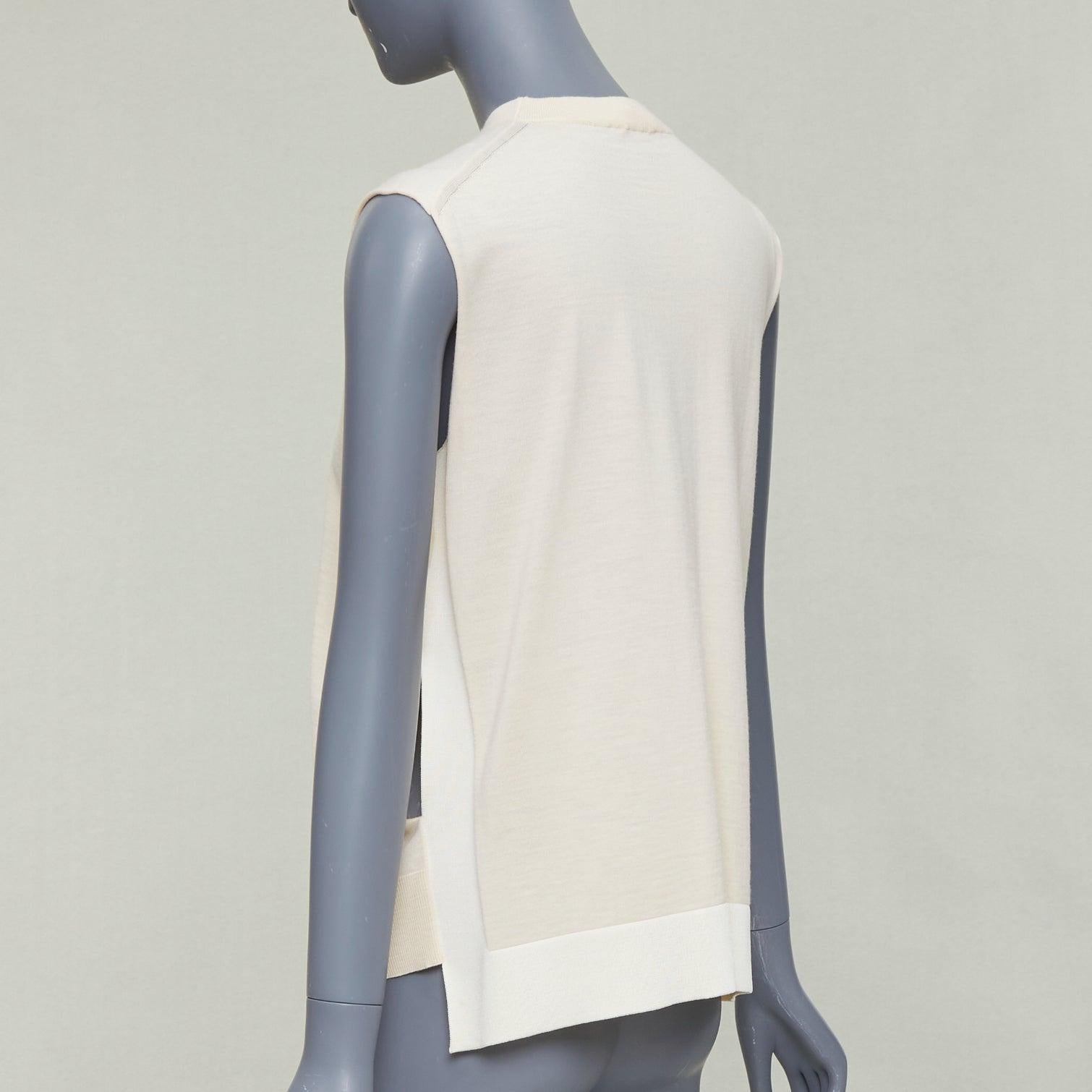 OLD CELINE Phoebe Philo Beige Wolle Kaschmir Mischung Split Saum Pullover Weste S im Angebot 2