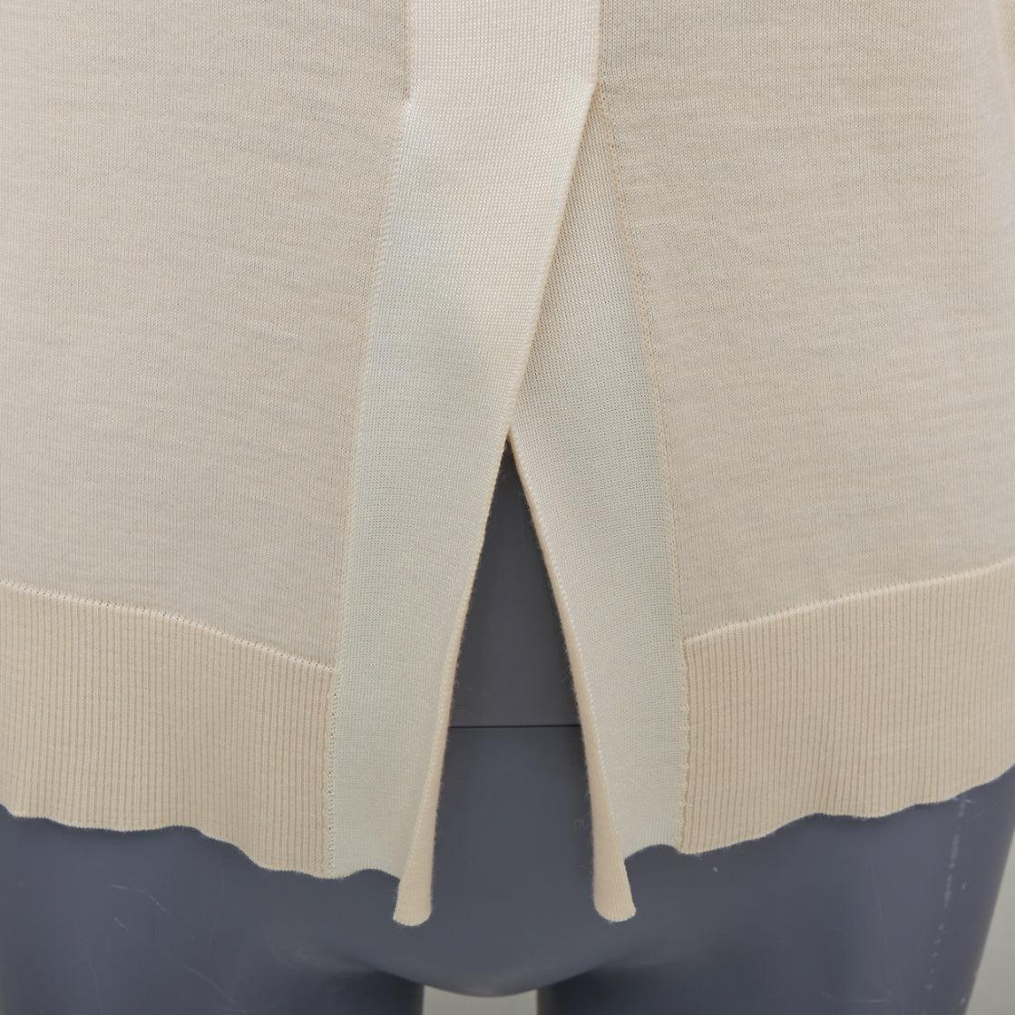 OLD CELINE Phoebe Philo Beige Wolle Kaschmir Mischung Split Saum Pullover Weste S im Angebot 3