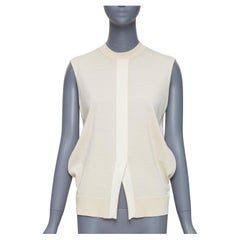 OLD CELINE Phoebe Philo beige wool cashmere blend split hem sweater vest S