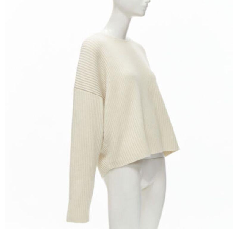 OLD CELINE Phoebe Philo beige wool cashmere twist neck open back sweater S In Excellent Condition In Hong Kong, NT