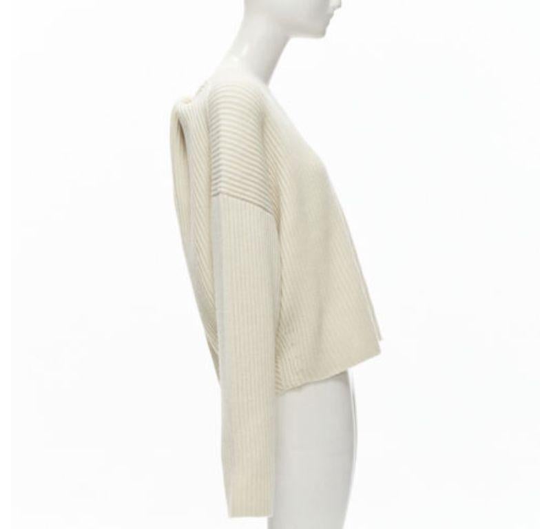 Women's OLD CELINE Phoebe Philo beige wool cashmere twist neck open back sweater S