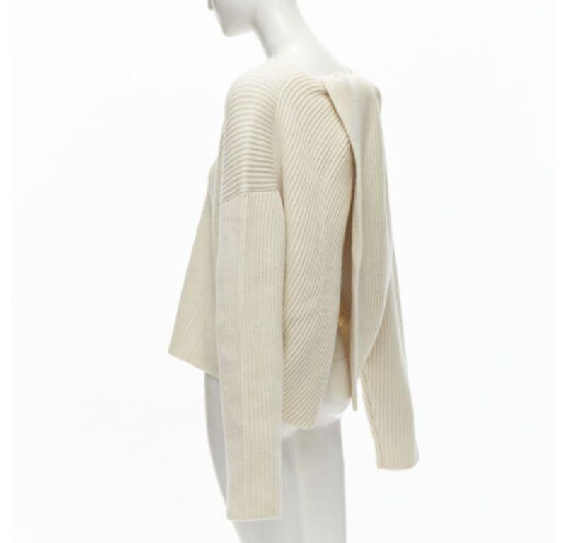 OLD CELINE Phoebe Philo beige wool cashmere twist neck open back sweater S 1