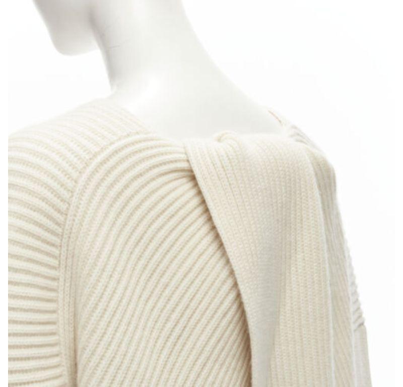 OLD CELINE Phoebe Philo beige wool cashmere twist neck open back sweater S 4