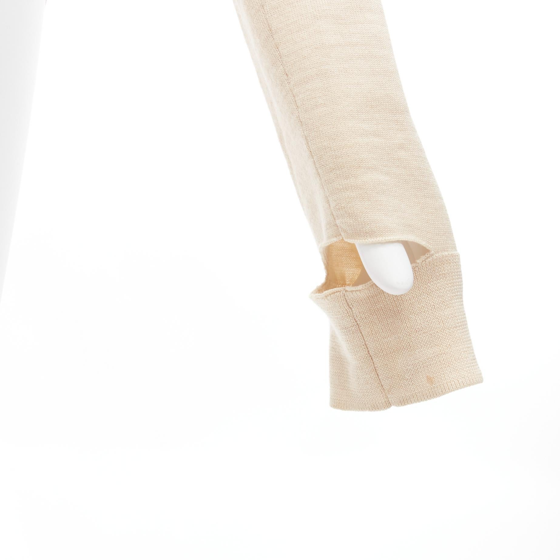 Pull OLD CELINE Phoebe Philo à manches découpées en laine et soie beige avec nœud cravate au dos, taille M en vente 2