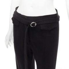 OLD CELINE Phoebe Philo black 100% virgin wool belted wide pants FR38 M