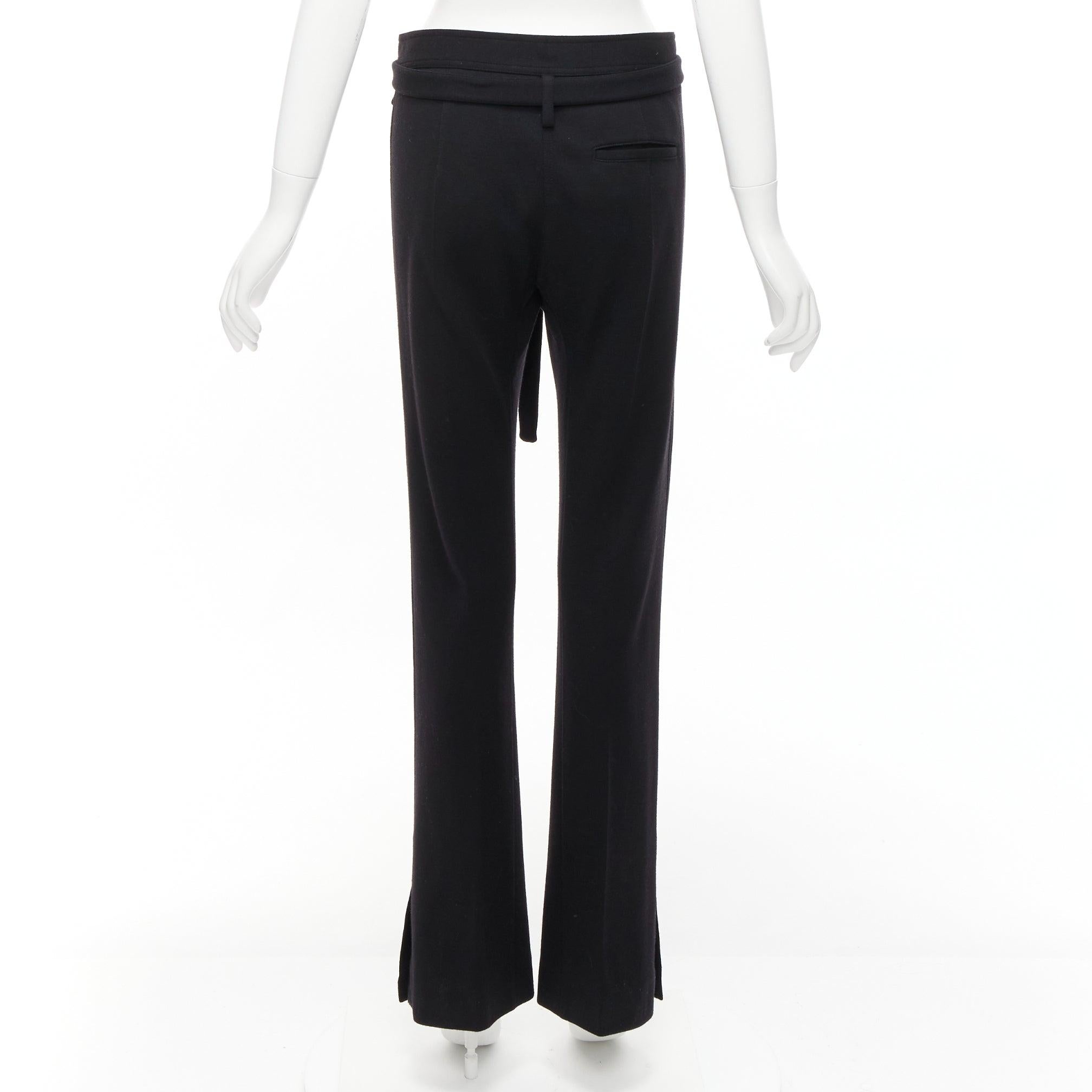 Women's OLD CELINE Phoebe Philo black 100% virgin wool belted wide pants FR38 M For Sale