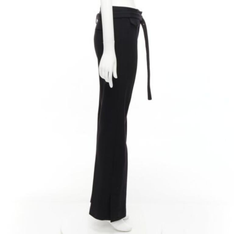 OLD CELINE Phoebe Philo Schwarze breite Hose mit Gürtel aus 100% Schurwolle FR38 M Damen im Angebot