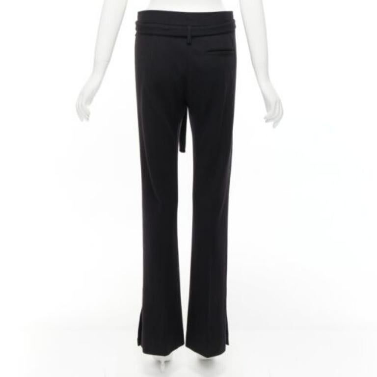 OLD CELINE Phoebe Philo Schwarze breite Hose mit Gürtel aus 100% Schurwolle FR38 M im Angebot 1