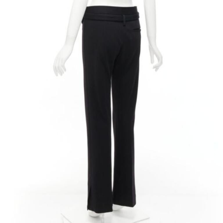 OLD CELINE Phoebe Philo Schwarze breite Hose mit Gürtel aus 100% Schurwolle FR38 M im Angebot 2