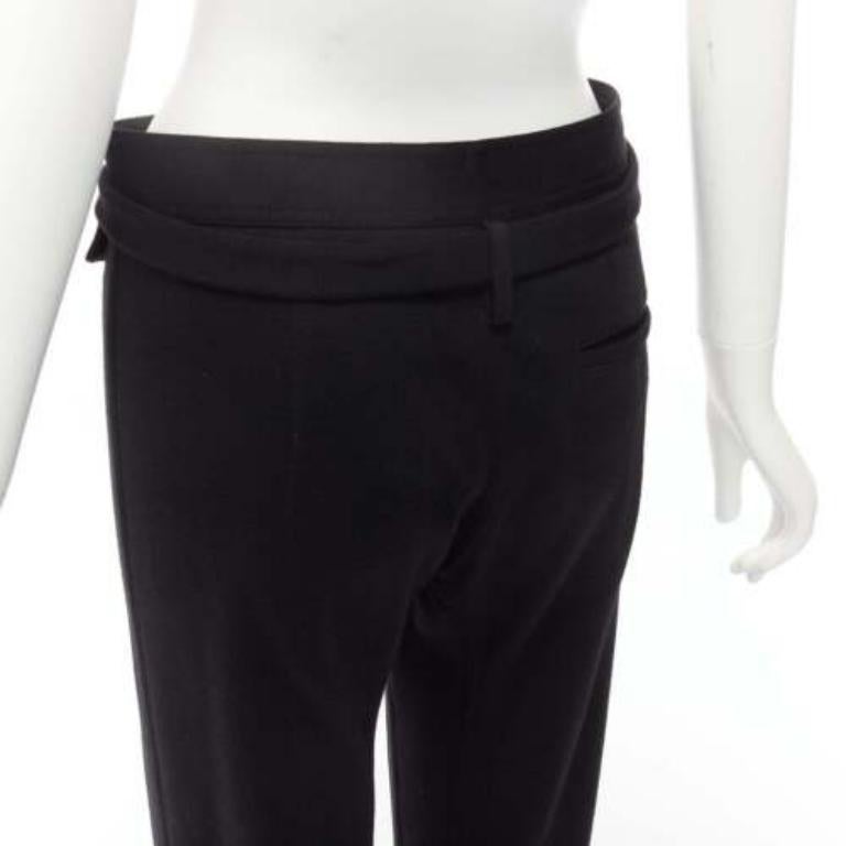 OLD CELINE Phoebe Philo Schwarze breite Hose mit Gürtel aus 100% Schurwolle FR38 M im Angebot 3