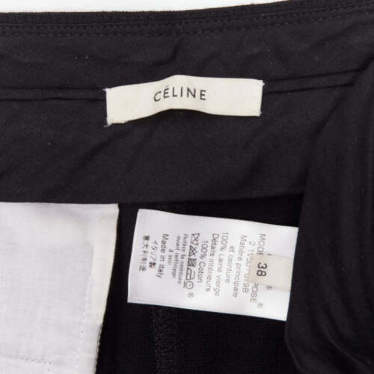 OLD CELINE Phoebe Philo Schwarze breite Hose mit Gürtel aus 100% Schurwolle FR38 M im Angebot 4