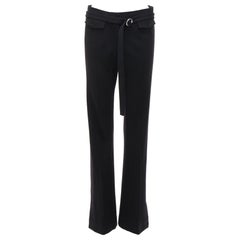 OLD CELINE Phoebe Philo black 100% virgin wool belted wide pants FR38 M
