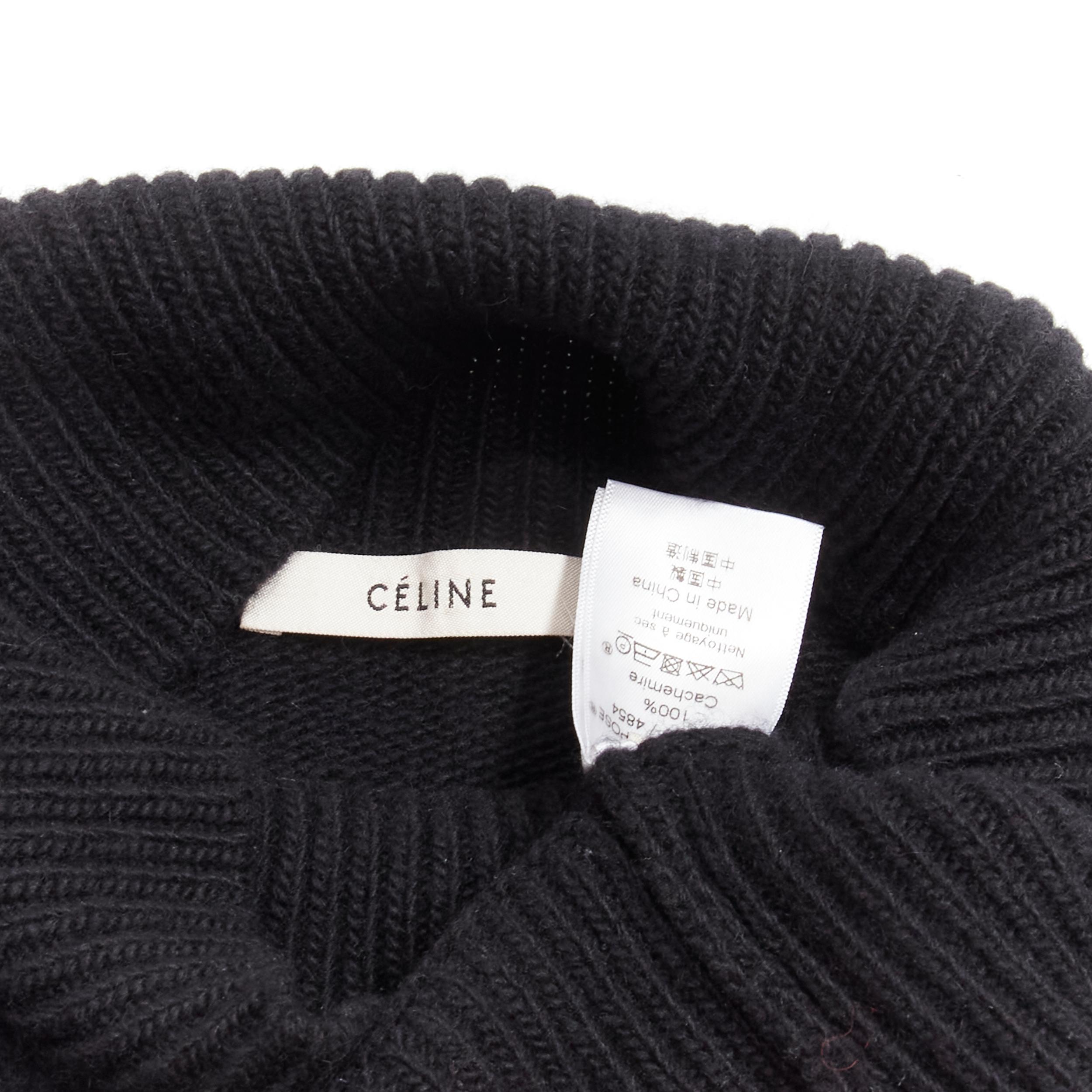 OLD CELINE Phoebe Philo black cashmere distressed hem cropped turtleneck top S For Sale 4