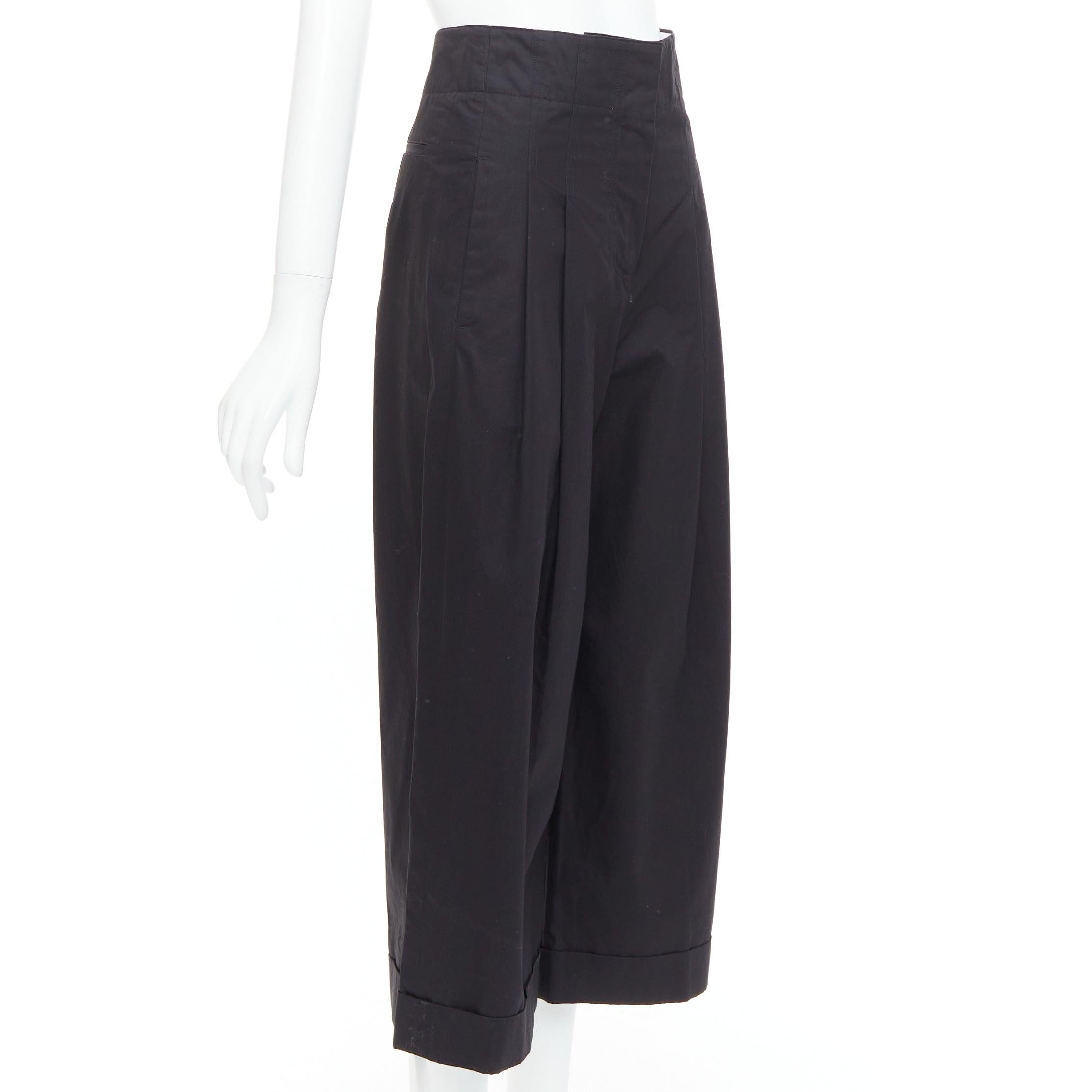 Black OLD CELINE Phoebe Philo black cotton high waisted wide pants FR34 XS For Sale