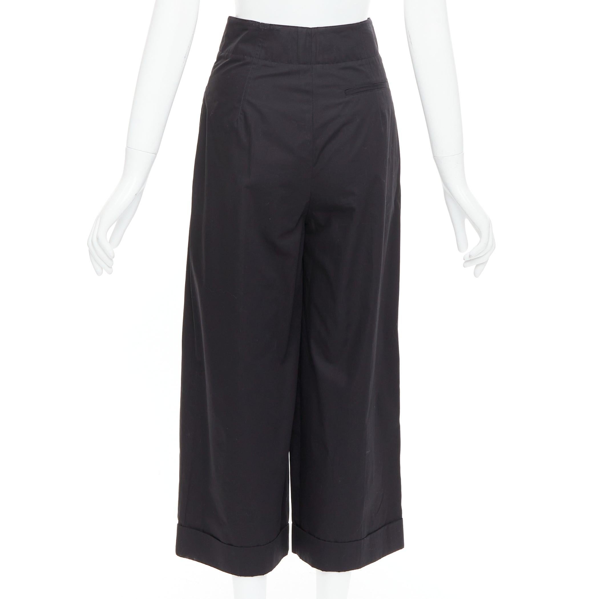 Women's OLD CELINE Phoebe Philo black cotton high waisted wide pants FR34 XS For Sale