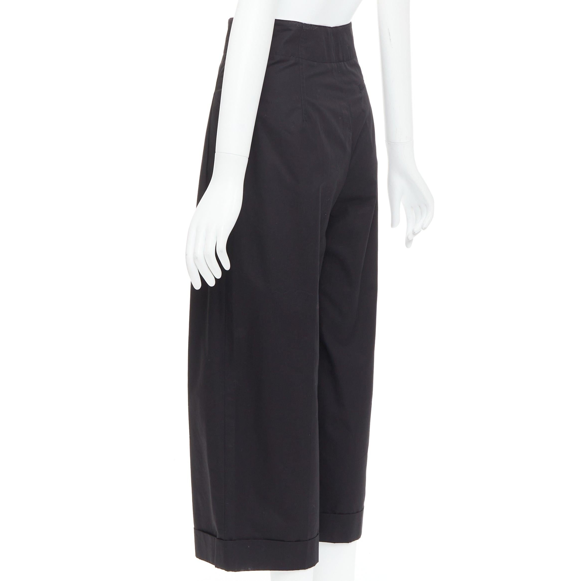 OLD CELINE Phoebe Philo black cotton high waisted wide pants FR34 XS For Sale 1