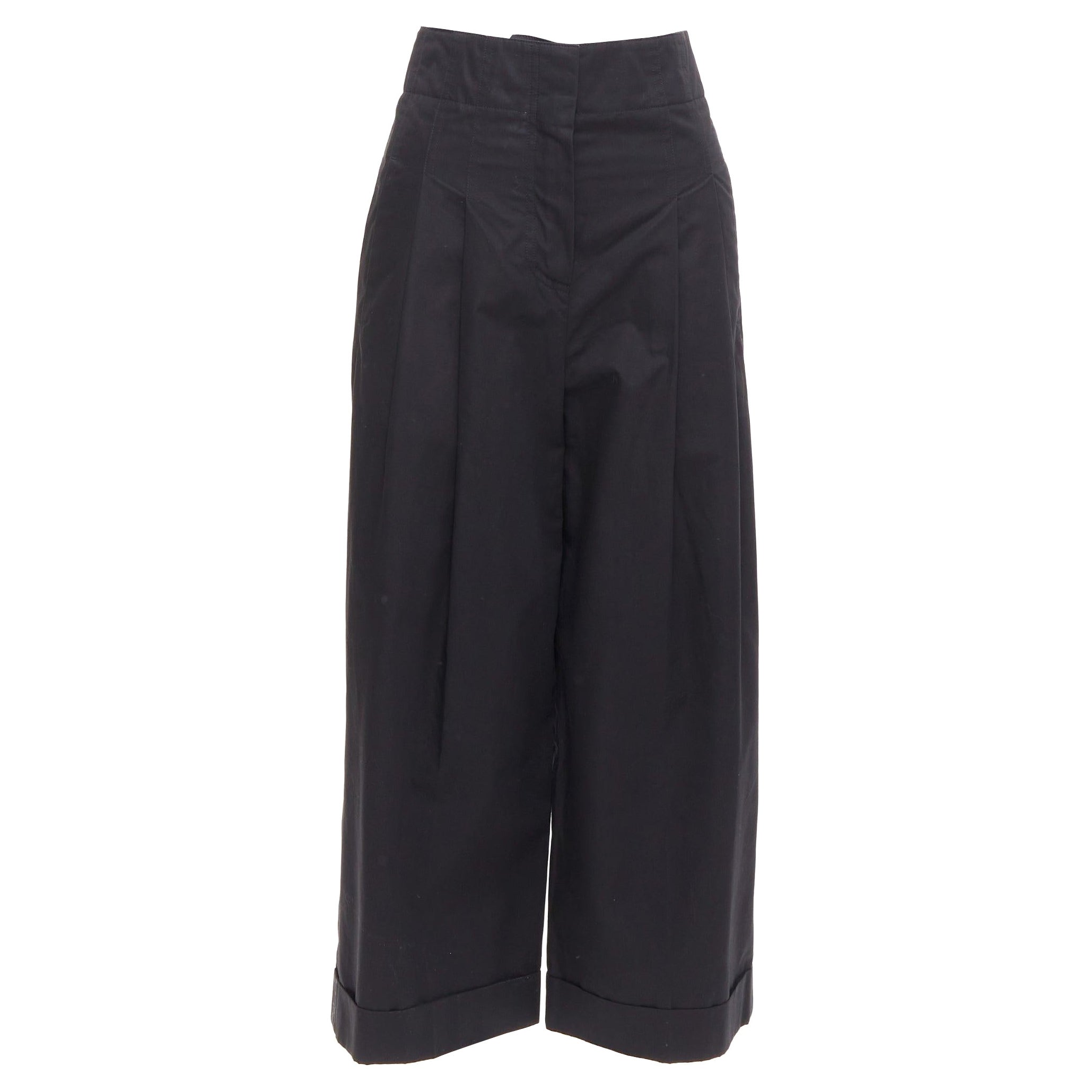 OLD CELINE Phoebe Philo pantalón ancho de cintura alta de algodón negro FR34 XS