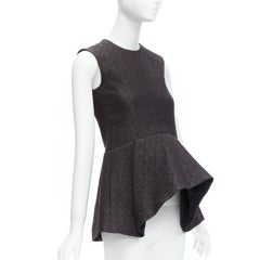 OLD CELINE Phoebe Philo Schwarzes Baumwolljacquard-Wasserfall- peplum-Top aus Baumwolljacquard FR34 XS