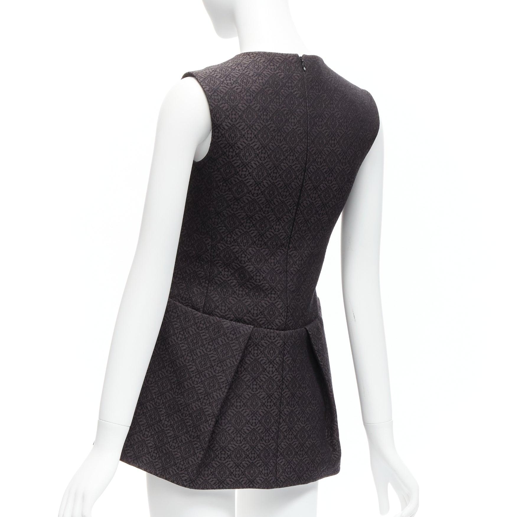 OLD CELINE Phoebe Philo black cotton jacquard waterfall peplum top FR34 XS For Sale 1