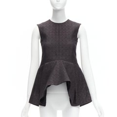 OLD CELINE Phoebe Philo Schwarzes Baumwolljacquard-Wasserfall- peplum-Top aus Baumwolljacquard FR34 XS