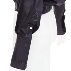 OLD CELINE Phoebe Philo black cotton puff cropped bomber shirt FR34 XS