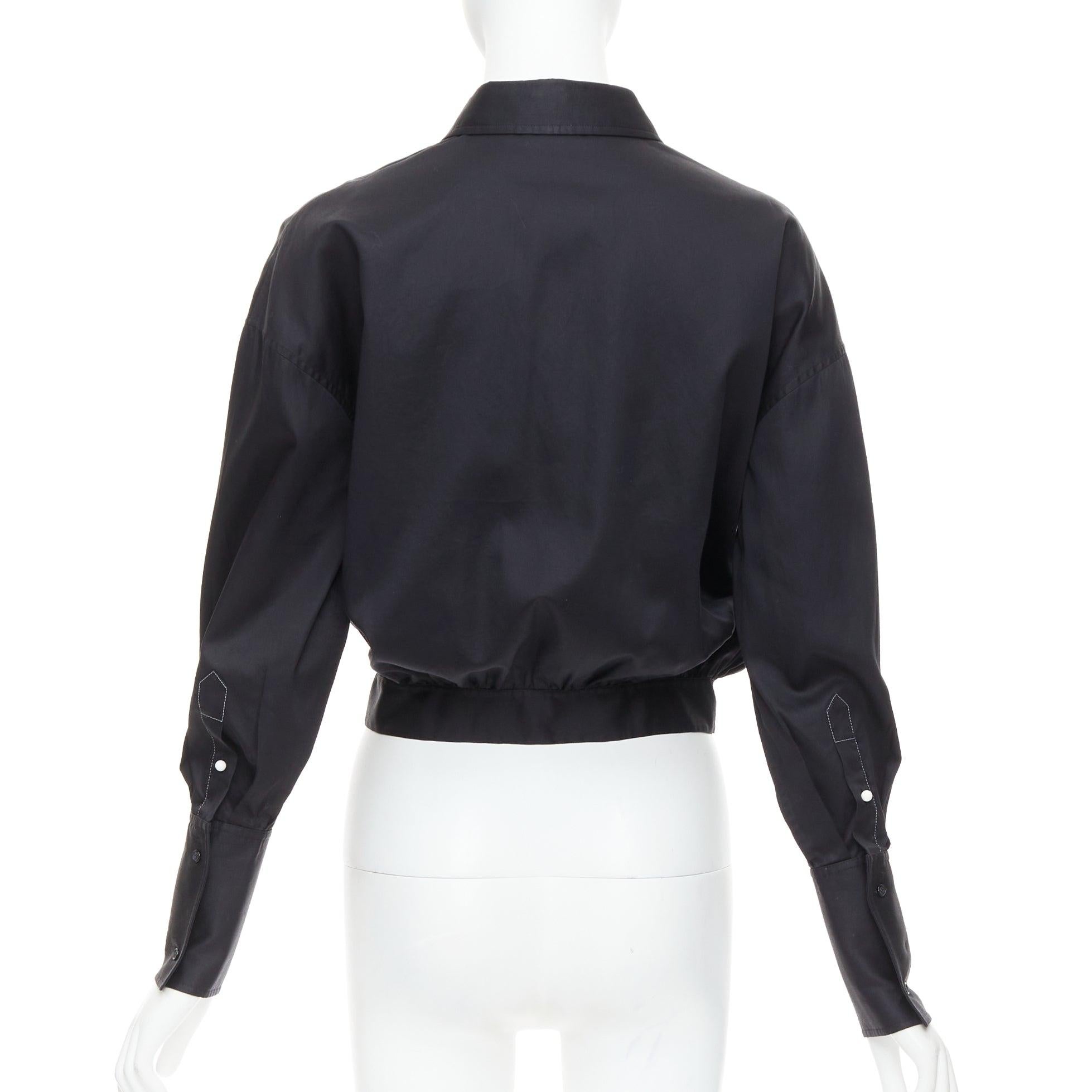 OLD CELINE Phoebe Philo black cotton puff cropped bomber shirt FR34 XS For Sale 1