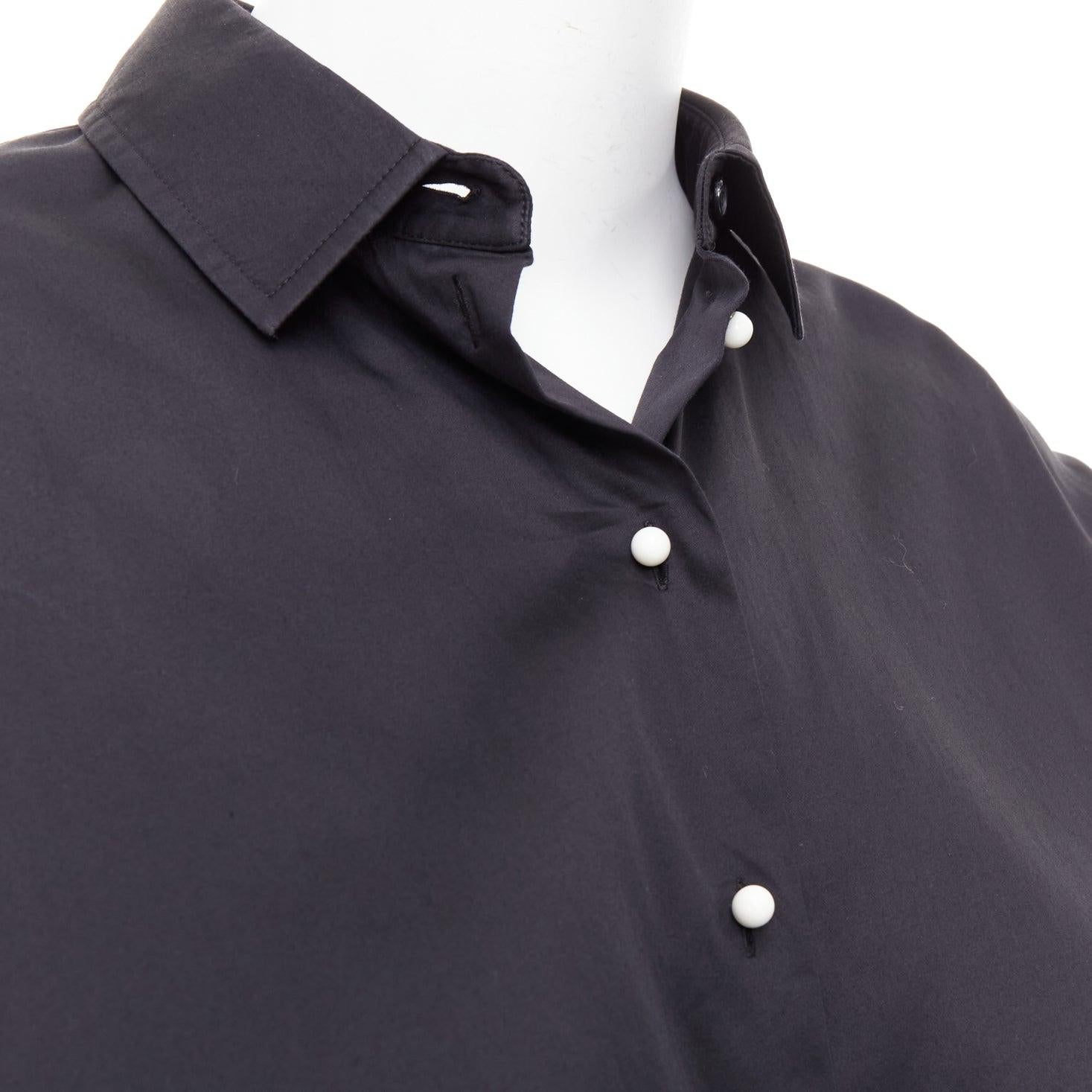 OLD CELINE Phoebe Philo black cotton puff cropped bomber shirt FR34 XS For Sale 2