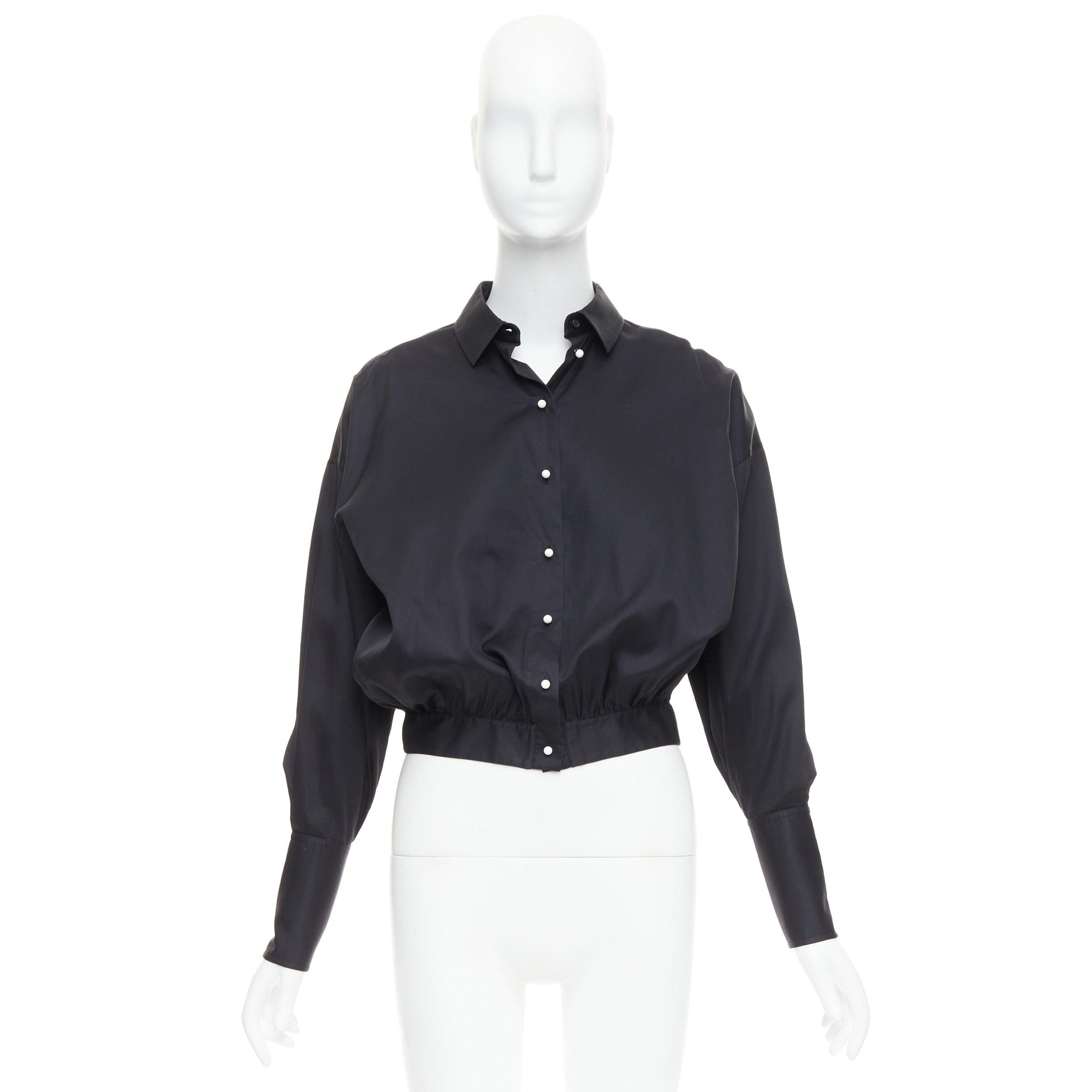 OLD CELINE Phoebe Philo black cotton puff cropped bomber shirt FR34 XS For Sale 4