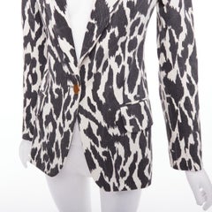 OLD CELINE Phoebe Philo chaqueta blazer de algodón estampado animal crema negro FR36 S